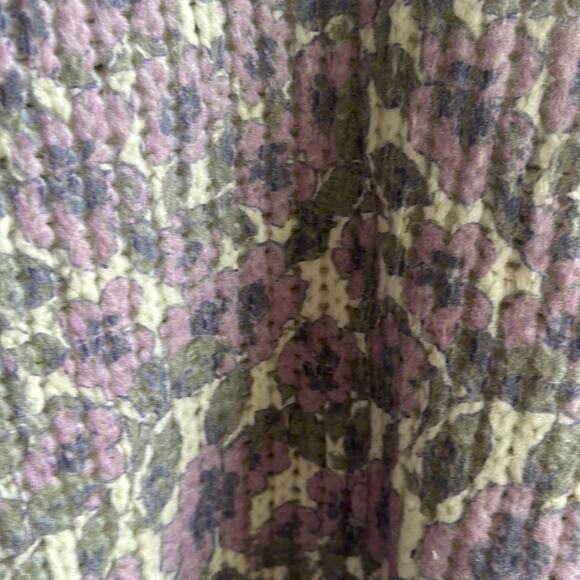 ZARA WOMEN's FLORAL Long Knit Sweater Size Medium White Lila Nwt crew neck - Picture 7 of 13